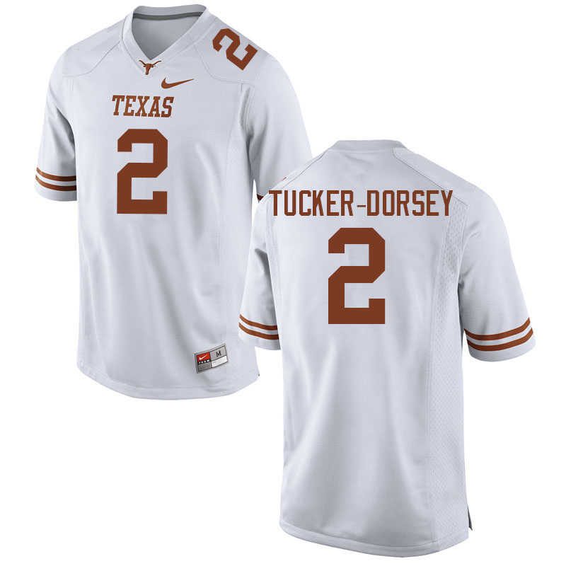 Men #2 Diamonte Tucker-Dorsey Texas Longhorns College Football Jerseys Sale-White